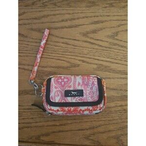SCOUT Pink / Orange Paisley Coated Canvas Zip Around Wristlet / Wallet